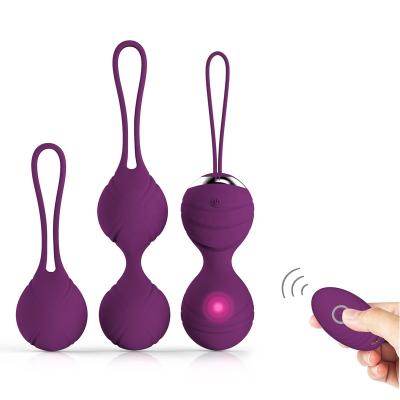 China 2021 Hot Sale 1H/2H Silicone Kegel Ball Vaginal Remote Control Ben Wa Vibrating Kegel Balls Exercise For Women Vibrator Egg for sale