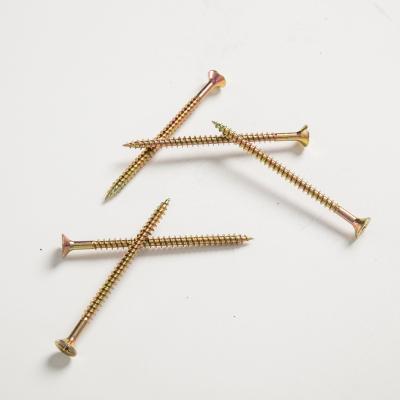 China Factory Price Flat Coarse Wire Zinc Yellow Chipboard Screws Furniture Decorative Screw for sale