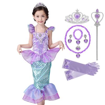 China Polyester Girl Princess Little Mermaid Dress Kids Cosplay Fancy Costume Kids Carnival Birthday Party Clothes Summer Dress Up for sale