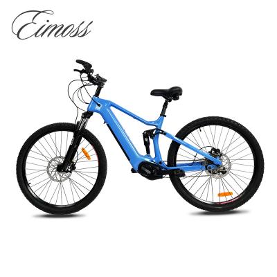 China New Arrivals Carbon Fiber Bafang Full Suspension 500w 43v Mid Drive Electric Mountain Bike for sale