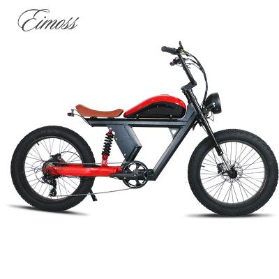 China Aluminum Alloy Comfortable Seat Long Suspension Ebike 750w Retro Fat Full Tire Customized Electric Bike Bicycle for sale