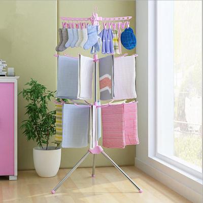 China Factory 3 Tiers Collapsible Folding Drying Rack For Clothes Towel With Wheels for sale