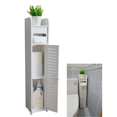 China Morden White Cheap Large Free Standing Floor Space Saving Waterproof Bathroom Closet Storage Cabinet For Washroom for sale