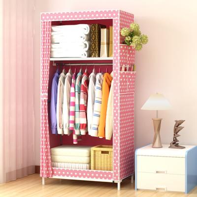 China Non-foldable wardrobe factory cheap woven fabric assemble portable dustproof detachable wardrobe with cover for sale