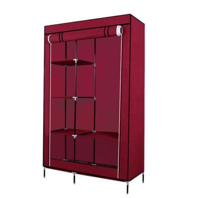 China Foldable Wardrobe Factory Cheap Fabric Assemble Portable Dustproof Closet Wardrobe With Cover for sale