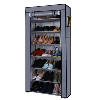 China Shoe Rack Shoe Rack Organizer Canvas Shoe Cabinet Space Saving Non Woven Metal Shelf Portable Shoe Rack with Cover for sale