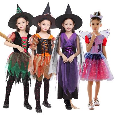 China Halloween cosplay costume wholesale anime children's party Halloween costume girl colorful witch fancy dress belle costume for sale