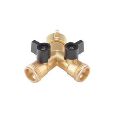 China Two Way Metal Shutoff Brass Ball Valve Typed Y Solid Hose Splittler / Garden Fitting for sale