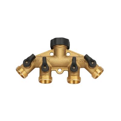 China Garden 4 Way Brass Ball Valve Hose Splitter Hose Miscellaneous Accessories HN for sale