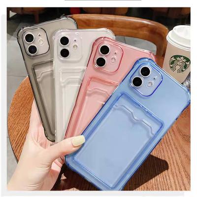 China Hot Selling Hybrid Transparent Portable Hidden Case Shockproof Pure Color Amazon 13 TPU Card Slot Phone Case For iPhone 11 12 13 pro Max Case for sale