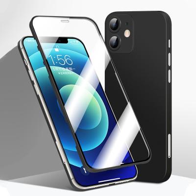 China Anti-scratch screen protector new arrivals tpu phone case with tempered glass screen protector 2 in 1 for iPhone 12 PRO max 360 ultra-thin full phone case for sale