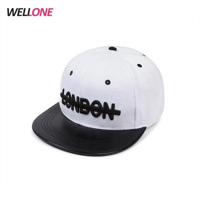 China Custom 3d snapback fashion embroidery hip hop hat cheap white black leather COMMON flat high quality cotton hip hop hat for sale