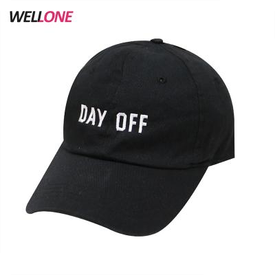 China Custom Letters Embroidery JOINT Panels Six Curve Brim Baseball Dad Hat Black Hat for sale