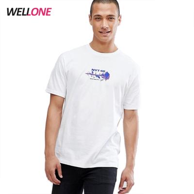 China White Anti-pilling Silk Cotton Screen Printing Heavy Cheap T-shirt Mens Custom Patterned Printed Shirt for sale