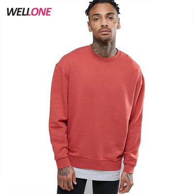 China Streetwear Orange White Fleece Fashion Anti-pilling Sweatshirt Custom Print 100% Men's Crewneck for sale