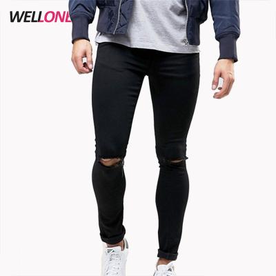 China China Factory OEM 98% Cotton 2% Elastane Breathable Stretchy Knee Rips Denim Dark Color Mens Stretch Wash Skinny Jeans for sale