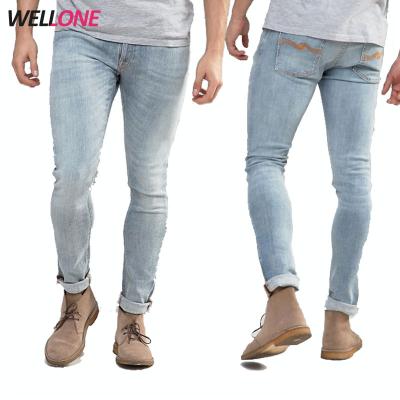 China Breathable no brand factory light wash denim casual style spring men's skinny no name jeans for sale