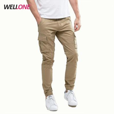 China High Quality Khaki Material Work Khaki Color 6 Pockets Anti-Pilling Casual Style Custom Design Embroidery Mens Cargo Pants for sale