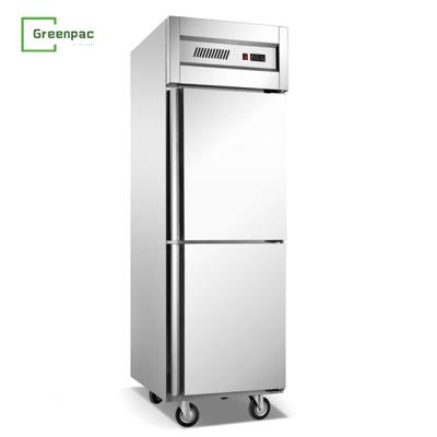 China Single-temperature Two Doors 500L Freezer Restaurant Kitchen Refrigerator Equipment Stainless Steel Upright Freezer for sale