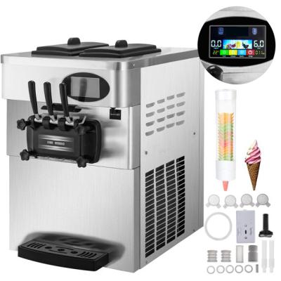 China Hot Selling Commercial Frozen Food Factory Soft Ice Cream Machine 3 Flavors Prechilling Overnight Automatic Clean Ice Cream Maker for sale