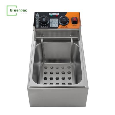 China Hot Selling Stainless Steel Commercial Electric Extra Thick Single Basket Restaurant Deep Fryer 6L Deep Fryer With Timing Device for sale