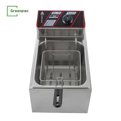 China Hot Commercial Electric Deep Fryer 8L Single Basket Stainless Steel Deep Fryer Restaurant Sale Chicken Chips Kitchen Equipment for sale