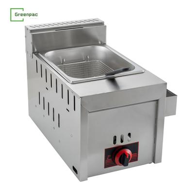 China Hot Selling Restaurant Stainless Steel 10L Gas Heating Frying Machine Commercial Single Basket Gas Deep Fryer for sale