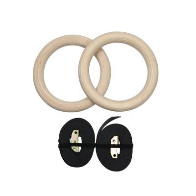 China Portable Fitness Exercising High Quality Wooden Gymnastic Rings With Quick Adjustable Straps for sale