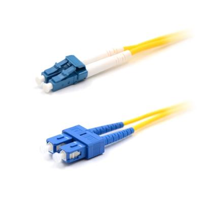 China FTTX FTTH Blue Connector Yellow SMF Cable Duplex 3.0mm SC UPC To LC UPC Fiber Patch Cord for sale