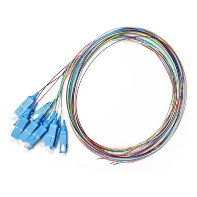 China FTTX FTTH 12 Color 0.9mm Blue SM OS2 G.657A1 Connector LSZH PVC SC/UPC Fiber Optic Pigtails for sale