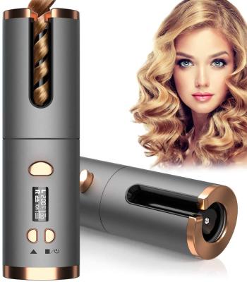 China Wireless Ceramic Hair Curler USB Rechargeable Automatic Curling Iron Curls Waves LCD Show Ceramic Curly Rotating Curling Wave Styer for sale