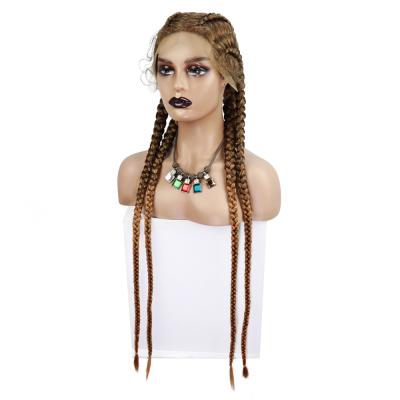 China 30 Inch Natural Looking Synthetic Hair Wigs With Highlights Braided Wigs Synthetic Lace Front Wig For Black Women for sale