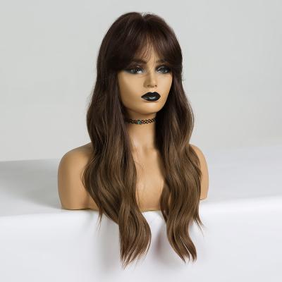 China With Bangs Ombre Brown Golden Short Straight Hair Lolita Bobo Wigs With Bangs Synthetic Wigs For Women Cosplay Heat Resistant for sale