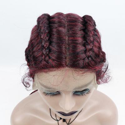 China Natural Looking 360 Lace Braided Wigs For Black Women Twist Braids Synthetic Wig Lace Headband Wigs With Baby Hairs Woman Wigs for sale