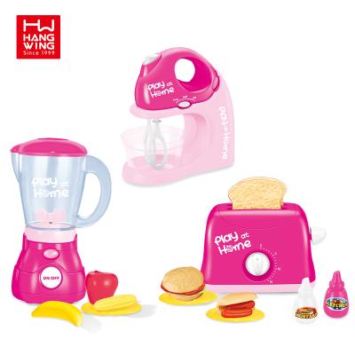 China Environmental Kitchen Toy Set Oven Microwave Blender Toaster Pink Toy Pretend To Play With Blender To Cook Delicious Food for sale