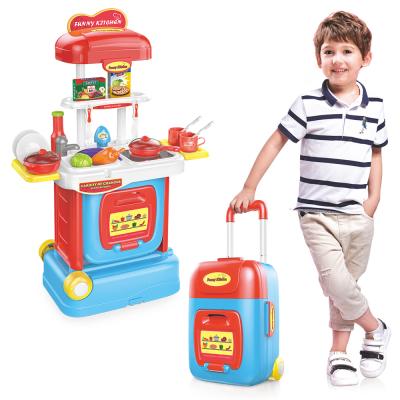 China Toy Pretend Play Toys Kitchen Model Set Set For Kids Toy Trolley Case for sale