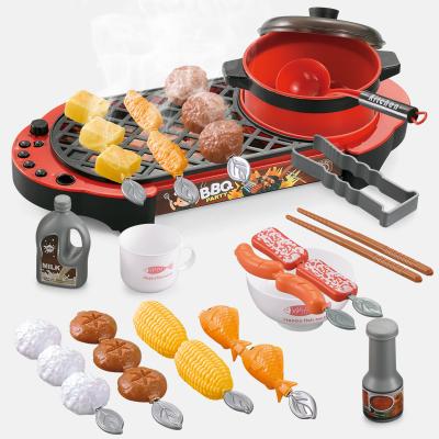 China Hot Selling 2021 Multifunctional Simulation Grill Pretend Kitchen Toys Kids Barbecue Spray Grill Toy Set for sale