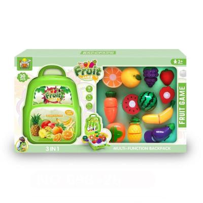 China 3 In 1 Kids Pretend Kitchen Play Set Toy Cutting Fruit Set With Backpack For Baby Toys 86X31X105cm for sale