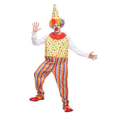 China Adult Male Clown Pretend Play Halloween Role Play Clown Costume Ball Role Play Costume for sale