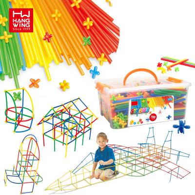 China DIY Building 4D Brick Toys Connectors Toy Blocks Kids Straw Educational Pipe Plastic Brick Set Baustein Building Block Sets for sale