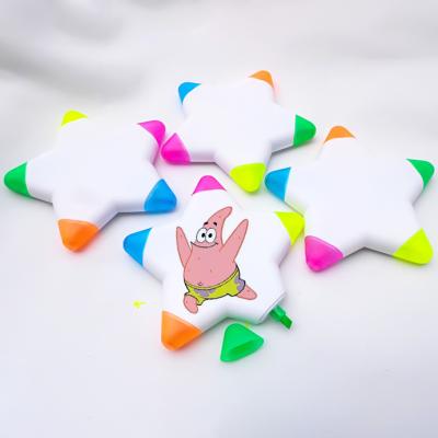 China Wholesale Beautiful Pentagon Highlighter Bar Star Printing Marker 5 Color Star Shape Marker for sale