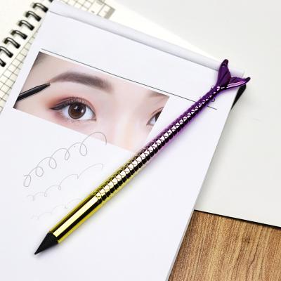 China Promotion \ business \ black mermaid pencil students school stationery \ office 0.5 single with a cool metal color rainbow girl pencil small eyebrow plastic pen for sale