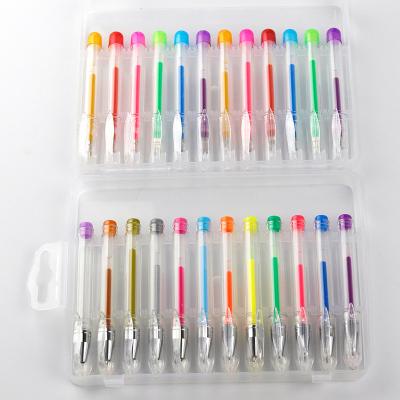 China Mini Normal School Office Colored Mini Best Glitter Pastel Set With 20 Count Gel Ink Plastic Pen Box Packaging for sale