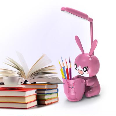 China office & School Pen Bunny Cartoon Small Animal Night Lamp Desk Student Learning Pen Holder Portable LED Eye Protection Lamp USB Charging for sale