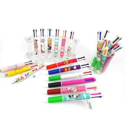 China office & Wholesale Creative Cartoon Plastic Mini Ballpoint Pens With School Cute Multicolor PTR Sleeve 4 Color Comfortable Protective Pen for sale