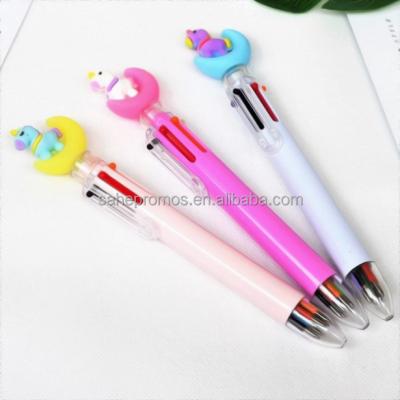 China Hot Sale 6 Ballpen Color Pen Rabbit Girl Cartoon Promotional Gel Pen Multicolor 6 Ballpen For Kids PVC Unicorn Cute Flamingo Animal Gift Pen for sale