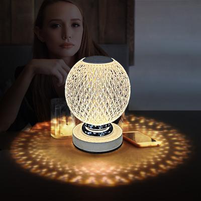 China Dropshipping Diamond Crystal Night Light Led Table Post Modern Rechargeable Touch Control Acrylic Luxury Lamp for sale