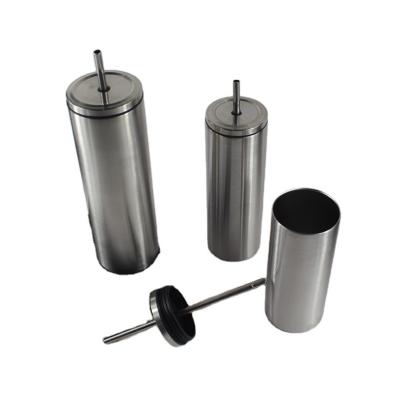 China OEM Wholesale Disposable Stainless Steel Lean Straight Wall Insulated Travel Coffee Tumbler Cups With Steel Lid Straw 20oz 30oz Double for sale