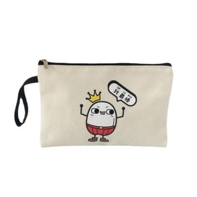 China Natural Cotton Cosmetic Bags White Canvas Reusable Zipper Multi Color Makeup Pouch Bag for sale