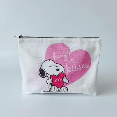 China Natural Canvas Multi Purpose Makeup Cosmetics Bags With Zipper Cotton Travel Toiletry Bag Pen Coin Bag DIY Cosmetics Bag for sale